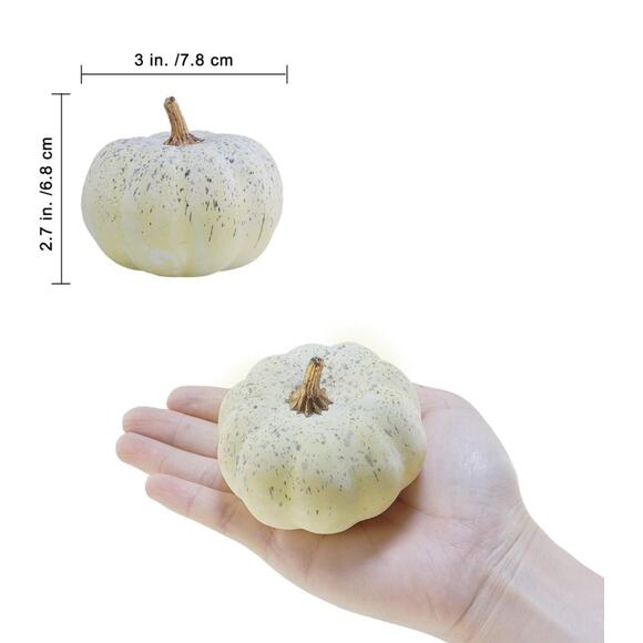 Artificial Off White Pumpkins (Set of 12) – 3" Foam Fall / Halloween Decor - Picture 2 of 2
